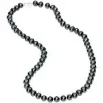 Black Pearl Necklace in 925 Sterling Silver with Lobster Claw - 20 Inches Long