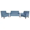 Evelyn Mid Century Modern Fabric Arm Chair and Loveseat Set - Blue