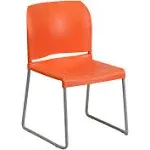 Flash Furniture 5 pk. Hercules Series 880 lb. Capacity Orange Full Back Contoured Stack Chair with Sled Base