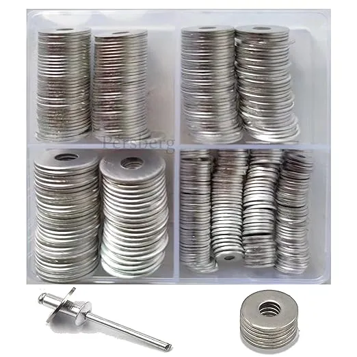 300pcs Back_up 100% Aluminum Rivets Washers Assortment kit Multiple Aluminum ...