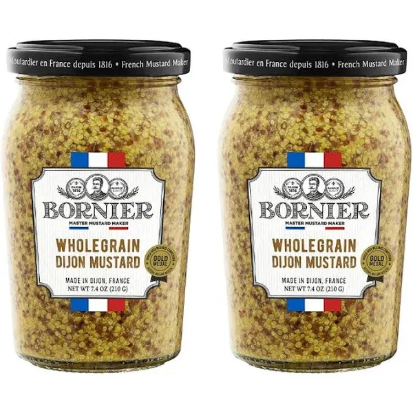 Bornier French Wholegrain Dijon Mustard (2 Pack, Total of 14.8oz)