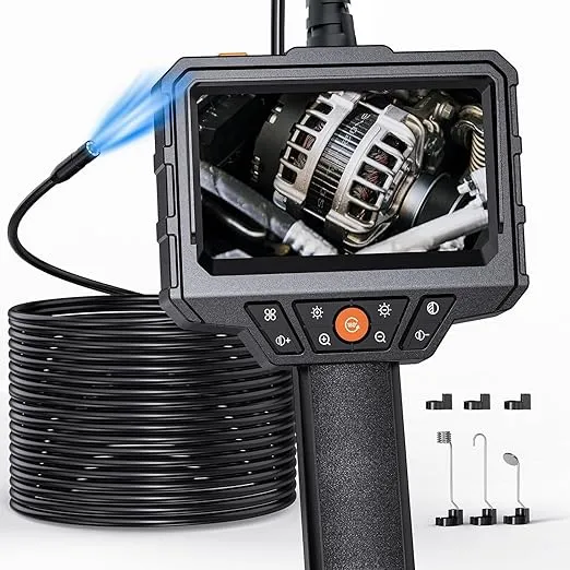 Endoscope Camera with Light, SKYEAR Handheld Borescope 4.3'' HD 1080p with 8 Adjust LED Lights, Inspection Camera with 16.4ft Semi-Rigid Cable, IP67