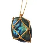 AITELEI Natural Raw Labradorite Crystal Pendant Necklace Reiki Chakra Healing Pendant Treatment Stone with Hand-Woven Rope in RA