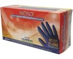 HER009 Hero 14 mil Powder-Free Latex Gloves, Extended Cuff, Medical Grade, Bl...