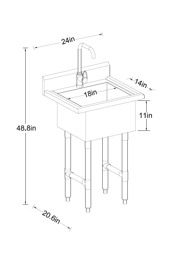 ROCKPOINT Basics 304 Stainless Steel Sink w/Faucet Utility Sink