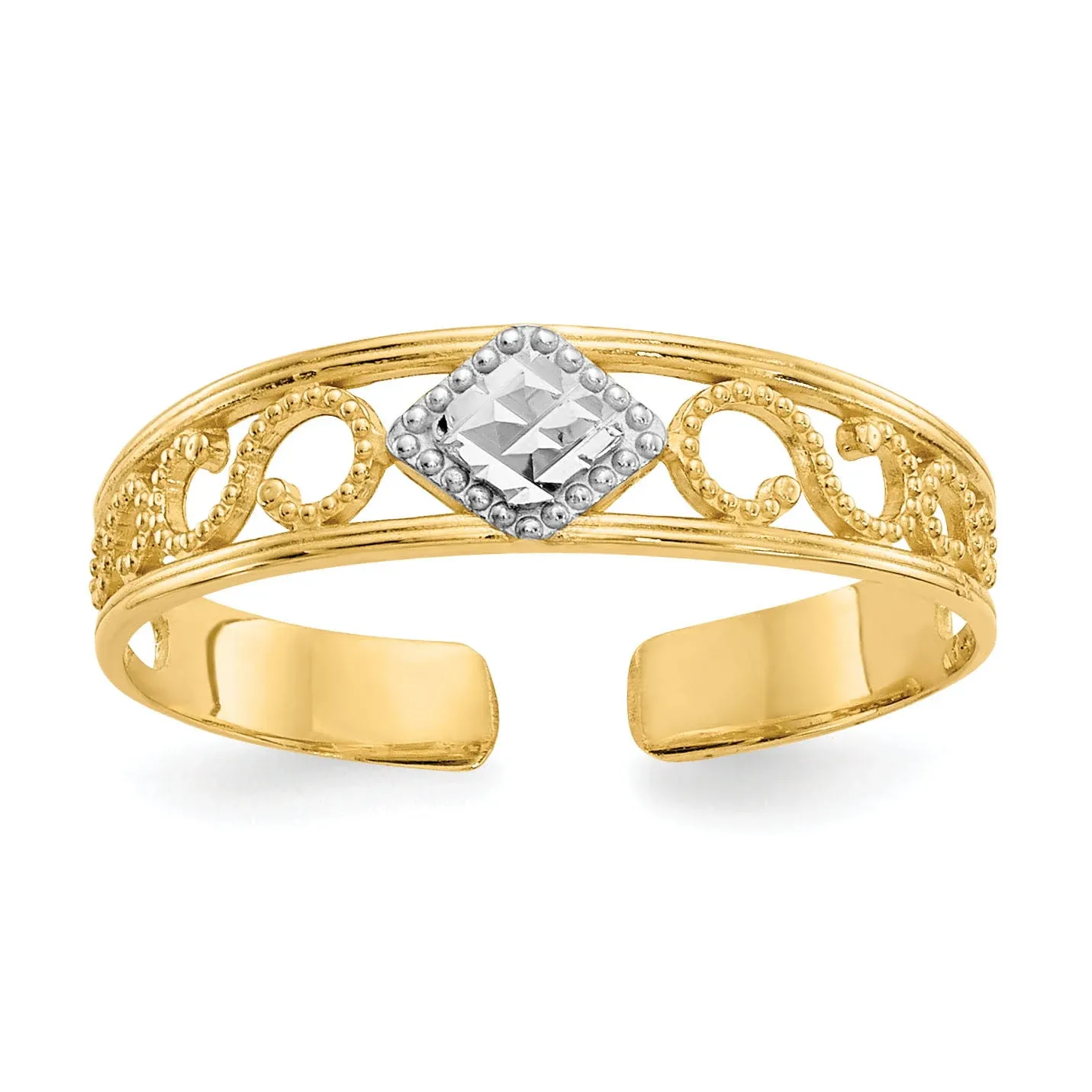 Kazi Luxury 14k Yellow Gold &amp; Rhodium Diamond-Cut Toe Ring