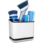 KeFanta Sink Caddy for Countertop, Sponge Holder for Kitchen Sink, Dish Sponge and Brush Holder, Plastic Dish Scrubber Organizer with Drain Pan, Black