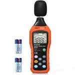 PT6708 Sound Level Meter, Digital Decibel Reader Measurement, Range 30-130 dB, Accuracy 1.5dB Noise Meter with Large LCD Screen Display, Fast and Slow Selection (Batteries Include)