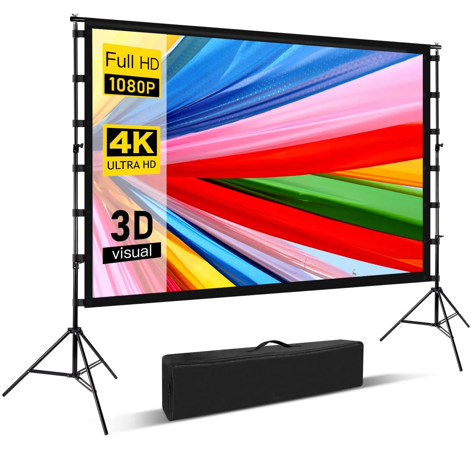 Projector Screen with Stand, 150 inch Indoor Outdoor Portable Projection Scre...