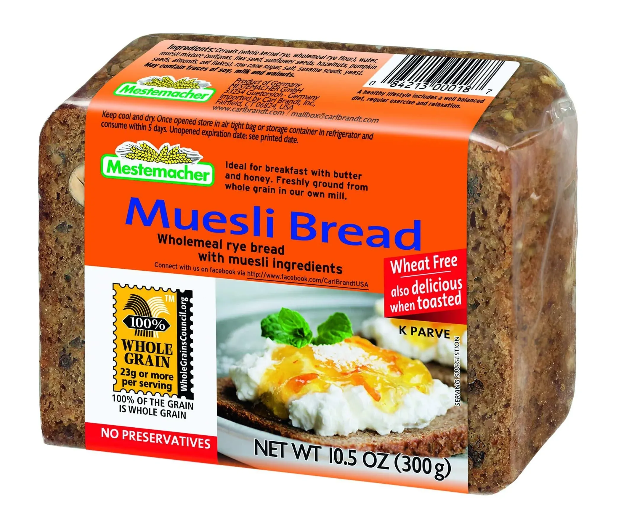 Mestemacher Bread, Muesli, 10.5 Ounce (Pack of 9)