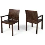 Kylan Outdoor Acacia Wood Dining Chairs (Set of 2) Dark Brown