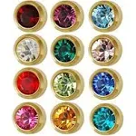 Caflon Surgical Steel 4mm Ear Piercing Studs, 12 Pair Mixed Colors