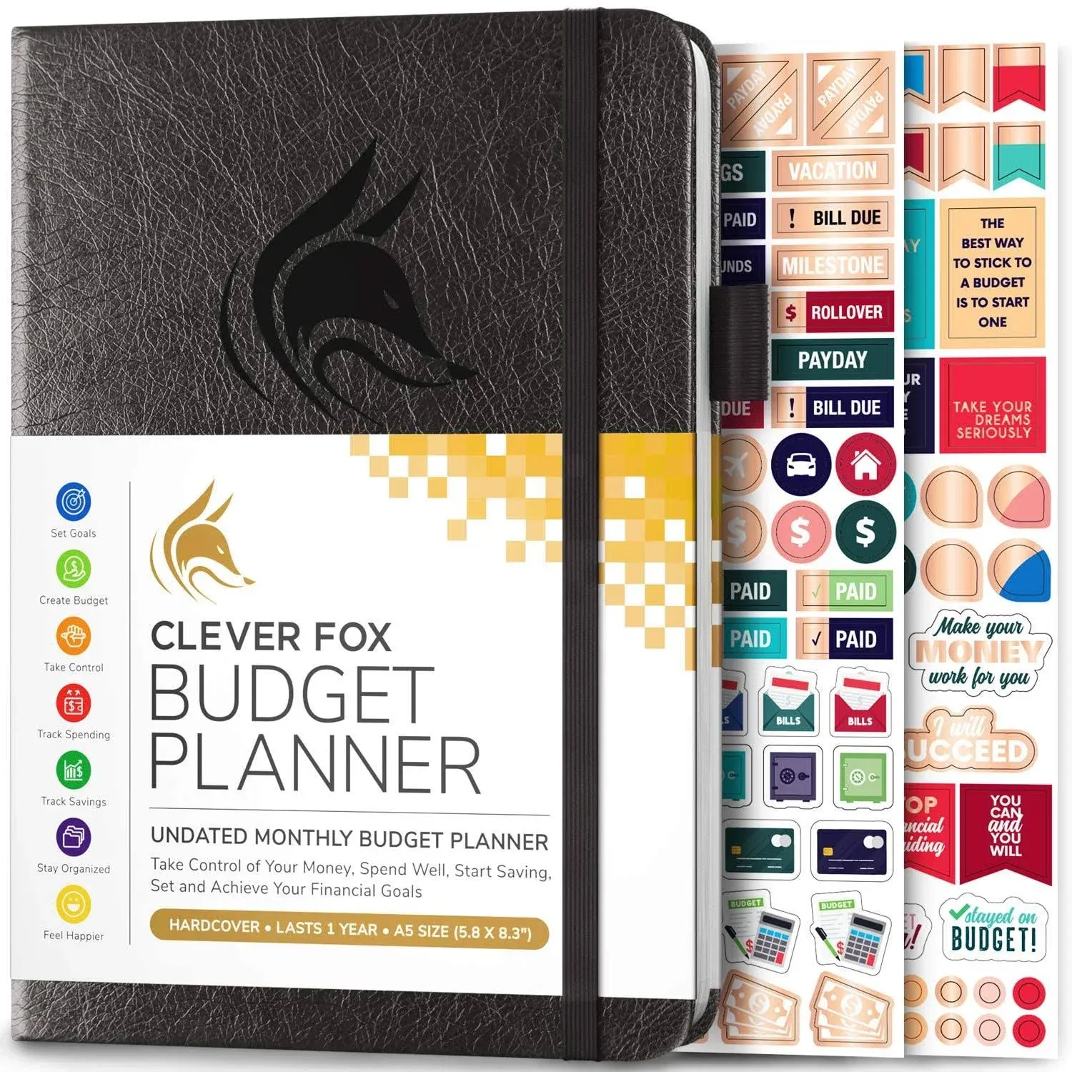 Clever Fox Budget Planner - Expense Tracker Notebook. Monthly Budgeting Organizer, Finance Logbook & Accounts Book, Bill Tracker, A5 (Dark Grey)