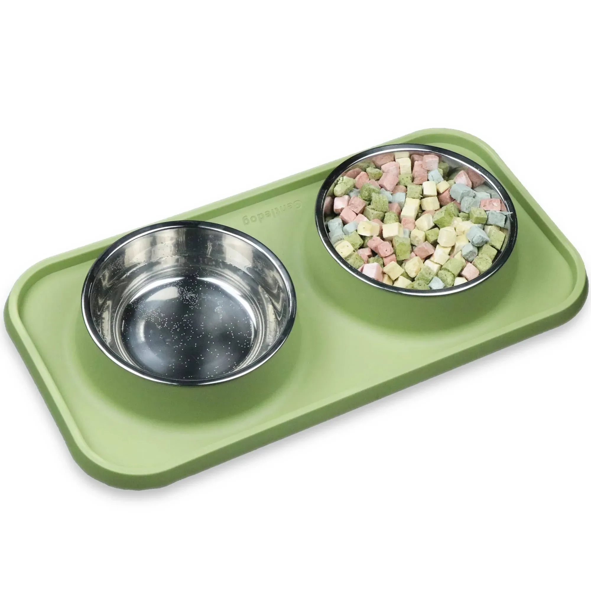 Gentledog Cat Bowls for Food and Water,Premium Removable Stainless Steel Double Bowls with Non-Slip Bottom,Elevated Stand for Pet and Small Dog