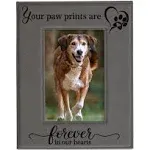 KATE POSH - Your Paw Prints are Forever in our Hearts. Engraved Leather Picture Frame. Memorial Pet Gift, Loss of Dog and Cat, Pet sympathy gift, In memory of (4" x 6" Vertical)