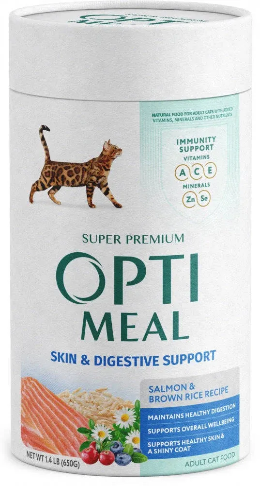 Optimeal Skin & Digestive Support Salmon & Brown Rice Recipe Adult Cat Dry Food 8 ...