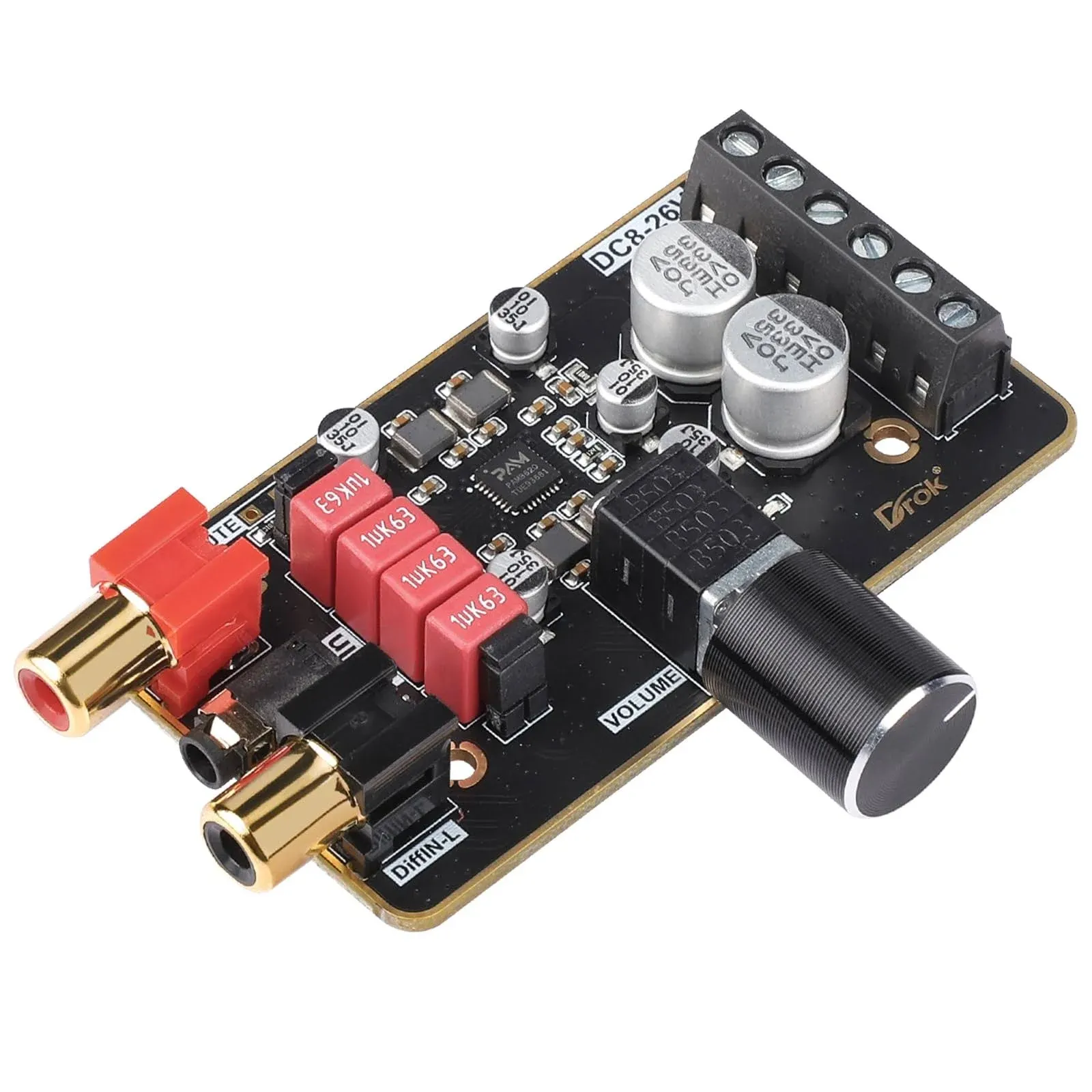 DROK 12V Amplifier Board, 15W+15W 2.0 Dual Channel Audio Amplifier Board Pam8620 DC 8-26v 24V Digital Stereo Amp Module Class D Mini Power Amplify