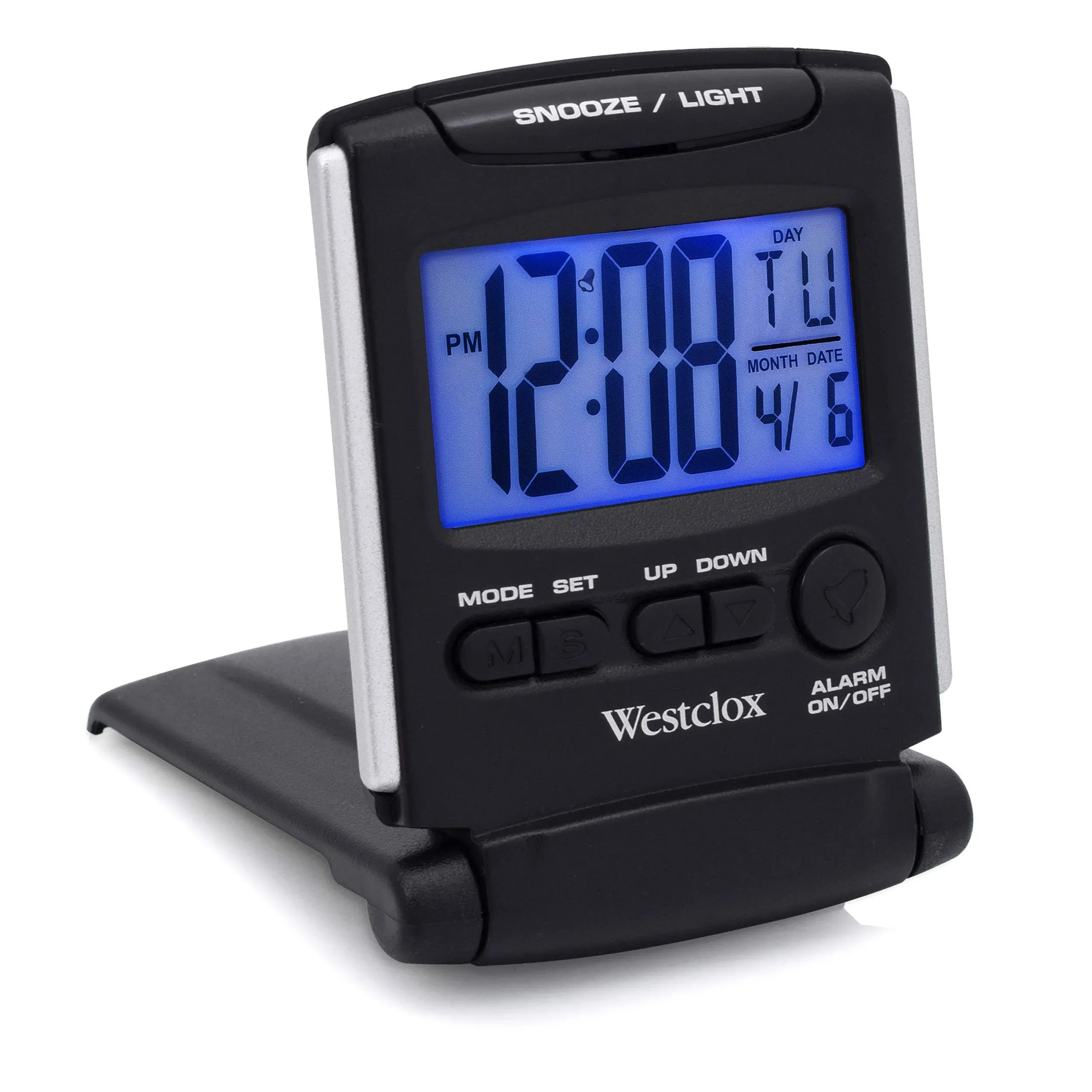 Westclox 72028 Fold-Up Travel Alarm Clock Medium Black