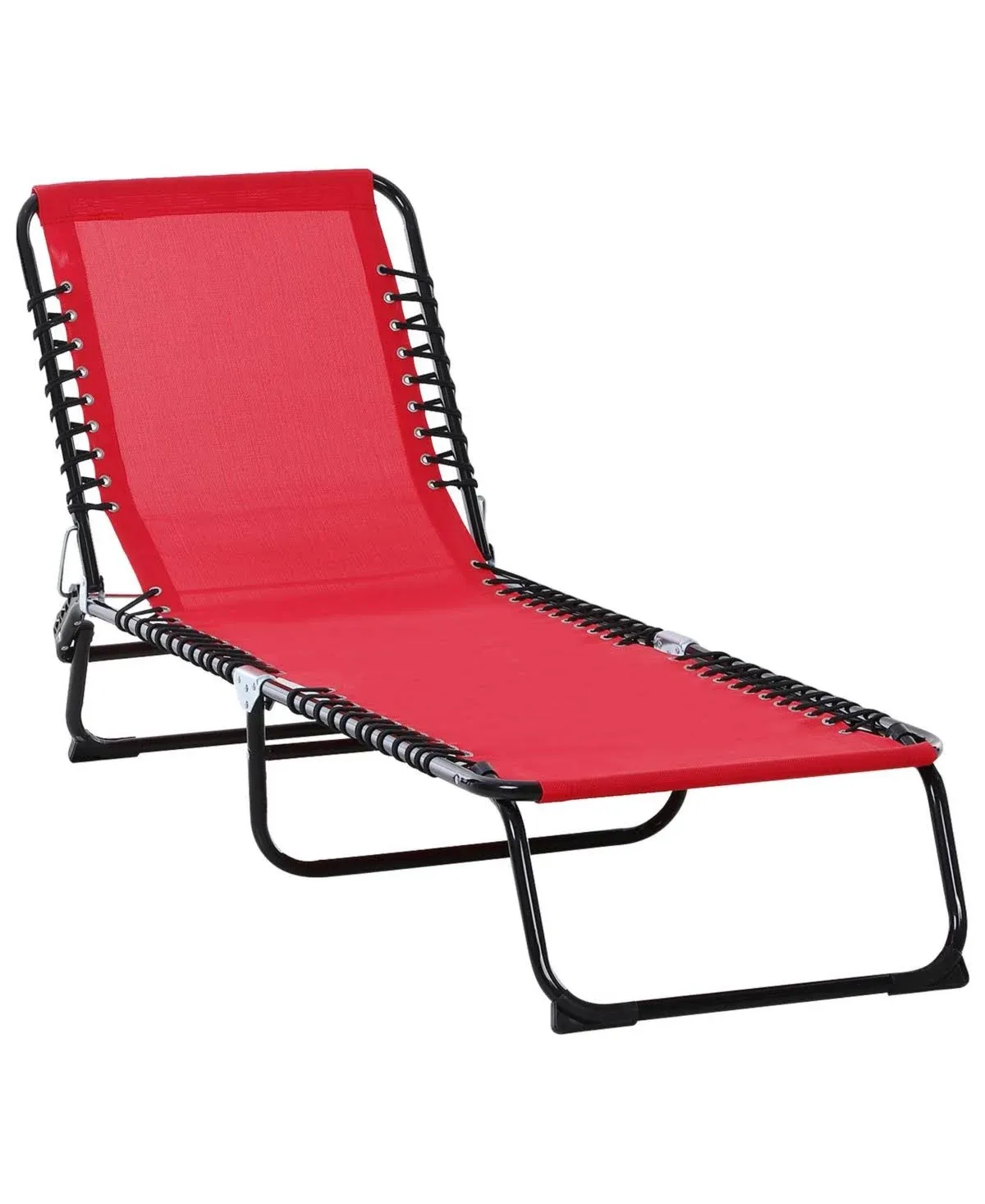 Outsunny 3-Position Reclining Beach Chair Chaise Lounge Folding Chair