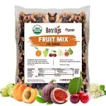 Berrilys Dried Fruit Mix, 2 lbs, Organic, Diced Figs, Diced Apricots, White Mulberries, Sultanas, Sour Cherries, No Sugar Added, Trail Mix for