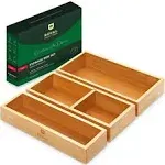 Royal Craft Wood Luxury Bamboo Drawer Organizer Storage Box, Bin Set - Multi-Use Drawer Organizer for Kitchen, Bathroom, Office