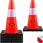 VEVOR Safety Cones, 18 in/45 cm Height, 5 PCS PVC Orange Traffic Cone with Refle