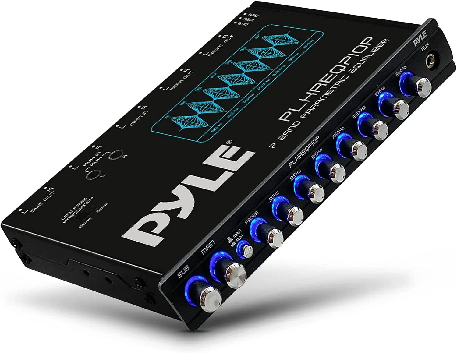 Pyle 7 Band Parametric Equalizer, 7 Volt RMS Pre-Amp Output w/ Subwoofer Gain ...