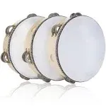 3 Pack 8 inch Tambourine for Adults Hand Held Wood Tambourine Metal Jingles M...