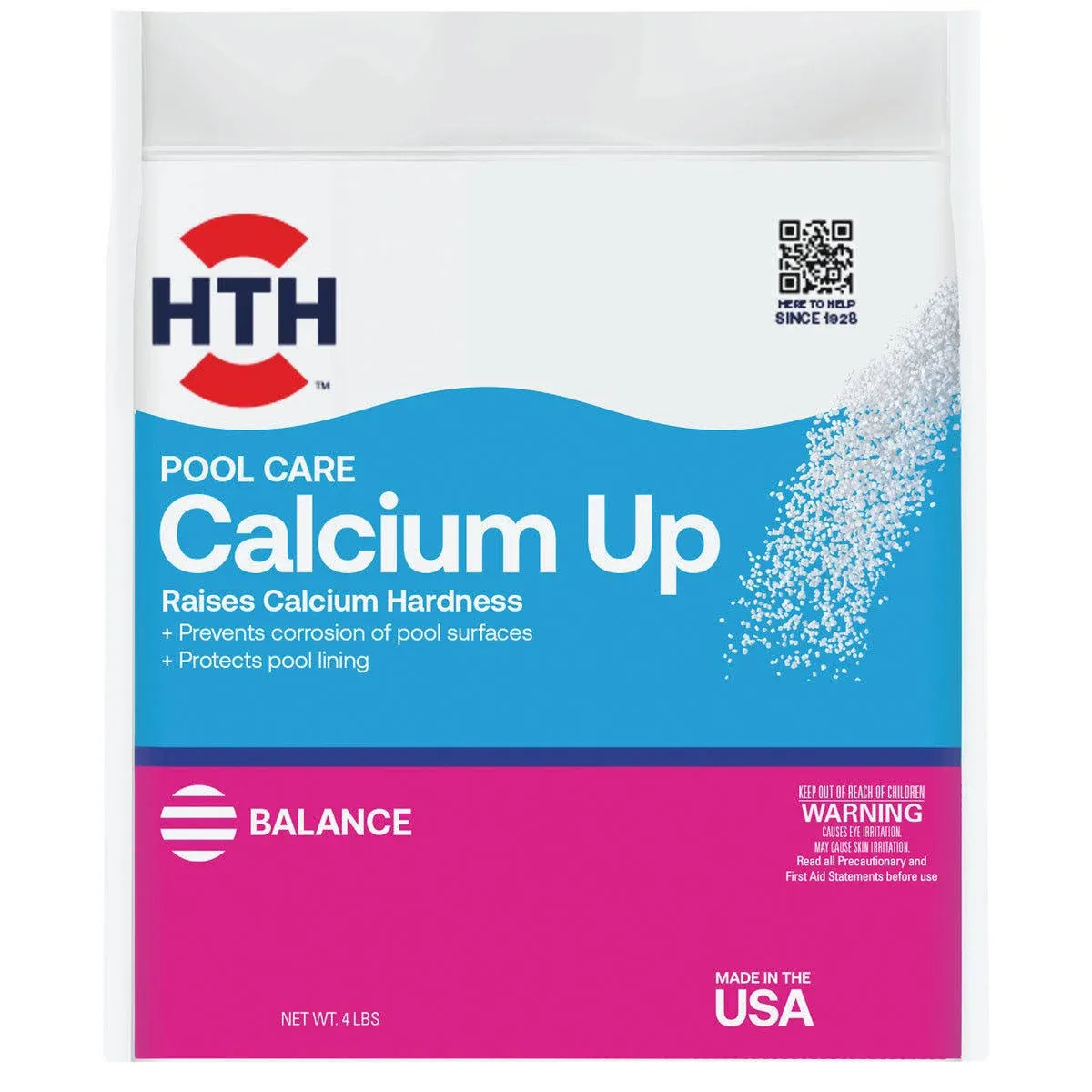 HTH 67059 Swimming Pool Care Calcium Hardness Up, Swimming Pool Chemical Protects Swimming Pool Surfaces and Liners, 4 Lbs