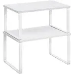 SONGMICS Set of 4 Cabinet Organizer Shelf, Cloud White + Snow White / 7.7"D x 11.7"W x 6.2"H