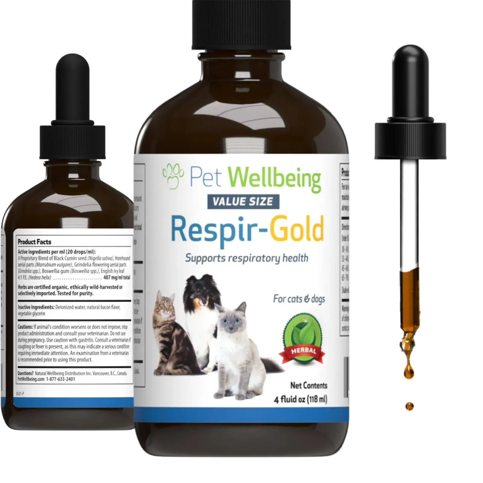 Pet Wellbeing Respir-Gold for Easy Breathing in Cats 4 oz