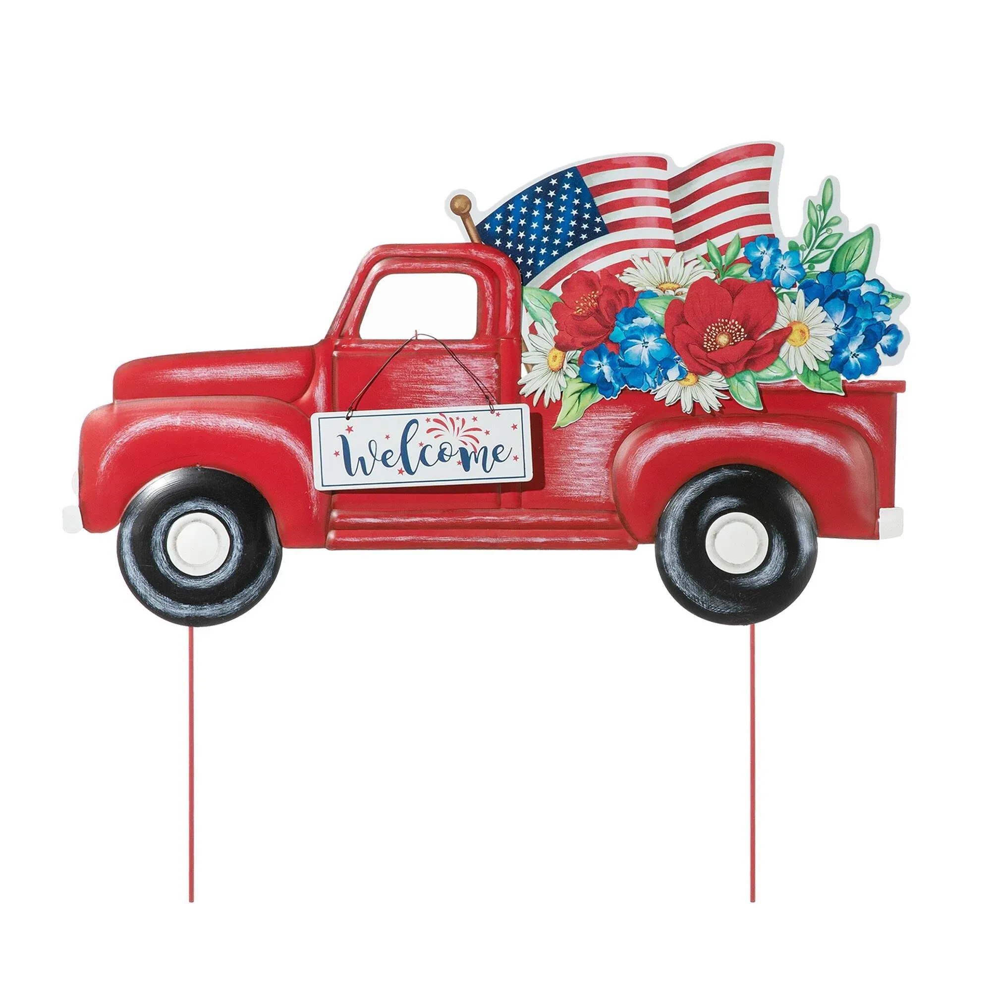 Metal Patriotic or Americana Truck Yard Stake or Wall Decor Kd, Two Function, 23.5"