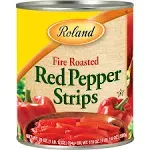 Roland Foods Fire-Roasted Red Pepper Strips, Specialty Imported Food, 28 Ounce Can, Pack of 4