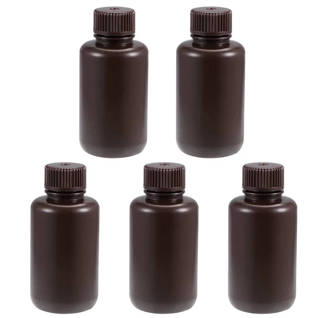 Uxcell Plastic Lab Chemical Reagent Bottle 100ml/3.4oz Small Mouth Sample Sealing Liquid Storage Container Brown 5pcs | Harfington