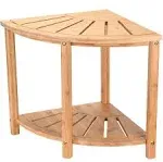 Bamodi Bamboo Corner Stool with Storage Shelf - 15.74" D x 15.74" W x 16.53" H Wooden Bathroom Bench for Shaving Legs - Storage Organizer for Small