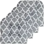 Sweet Home Collection Tessa Ogee Print Tufted Patio Seat Cushion 4 Pack, Gray