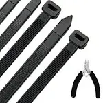 24 Inch Cable Zip Ties Heavy Duty (with Wire Cable Cutters), Strong Large Black Zip Ties with 175 Pounds Tensile Strength, 50 Pack, Long Durable Nylon Black tie Wraps, Outdoor UV Resistant