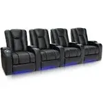 Seatcraft Serenity Home Theater Seating Black Leather 7000, Power Recline - Row of 4