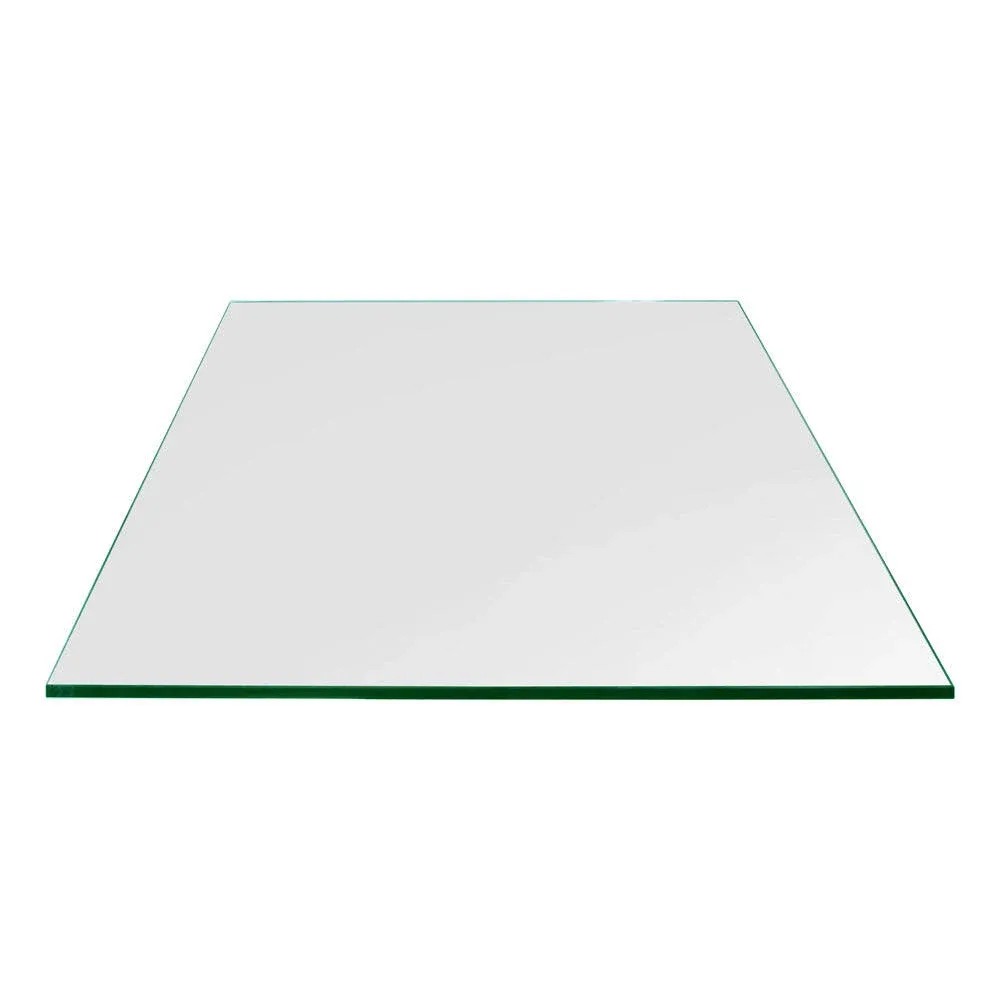 24" Square Glass Table Top - Tempered - 1/4" Thick - Flat Polished Glass - Eased Corner