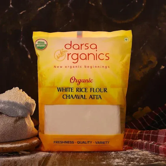 Darsa Organics White Rice Flour - 2 lb, Premium Organic Rice Flour for Baking, USDA Organic, Non-GMO, Rice Powder Ideal for Gluten-Free Diets, Chemical Free Food Grade Pouch