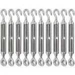 FVIEXE 10Pack M6 Turnbuckle Hook and Eye, Stainless Steel Cables Wire Turnbuckles, Heavy Duty Turnbuckle for Wire Rope Tension, Cable Railing