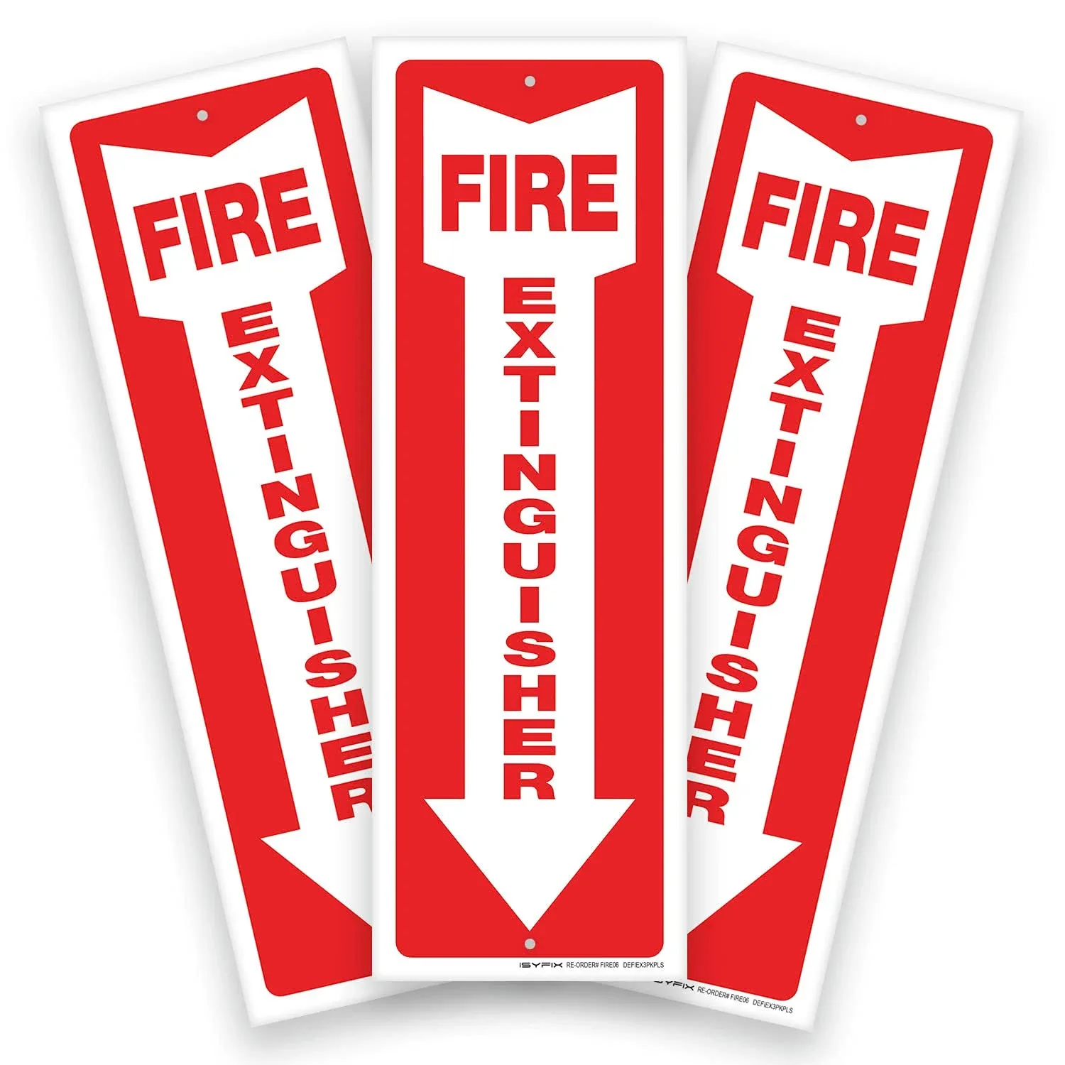 iSYFIX Fire Extinguisher Signs – 3 Pack 4x12 Inch – 40 mil Thick Polystyrene Plastic, Laminated for Ultimate UV, Weather, Scratch, Water & Fade Resistance, Indoor & Outdoor