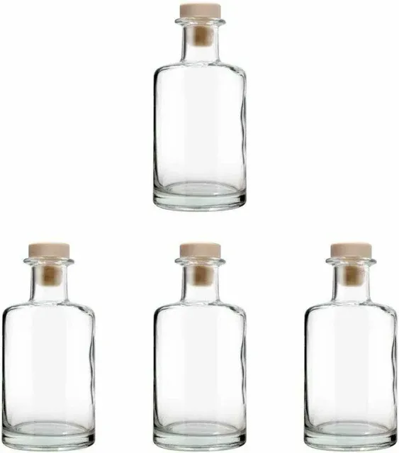  Glass Diffuser Bottles Diffuser Jars with Cork Caps Set of 4 – 5.3 inches 