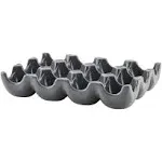 Rachael Ray Solid Glaze Ceramics Egg Tray 12-Cup - Gray