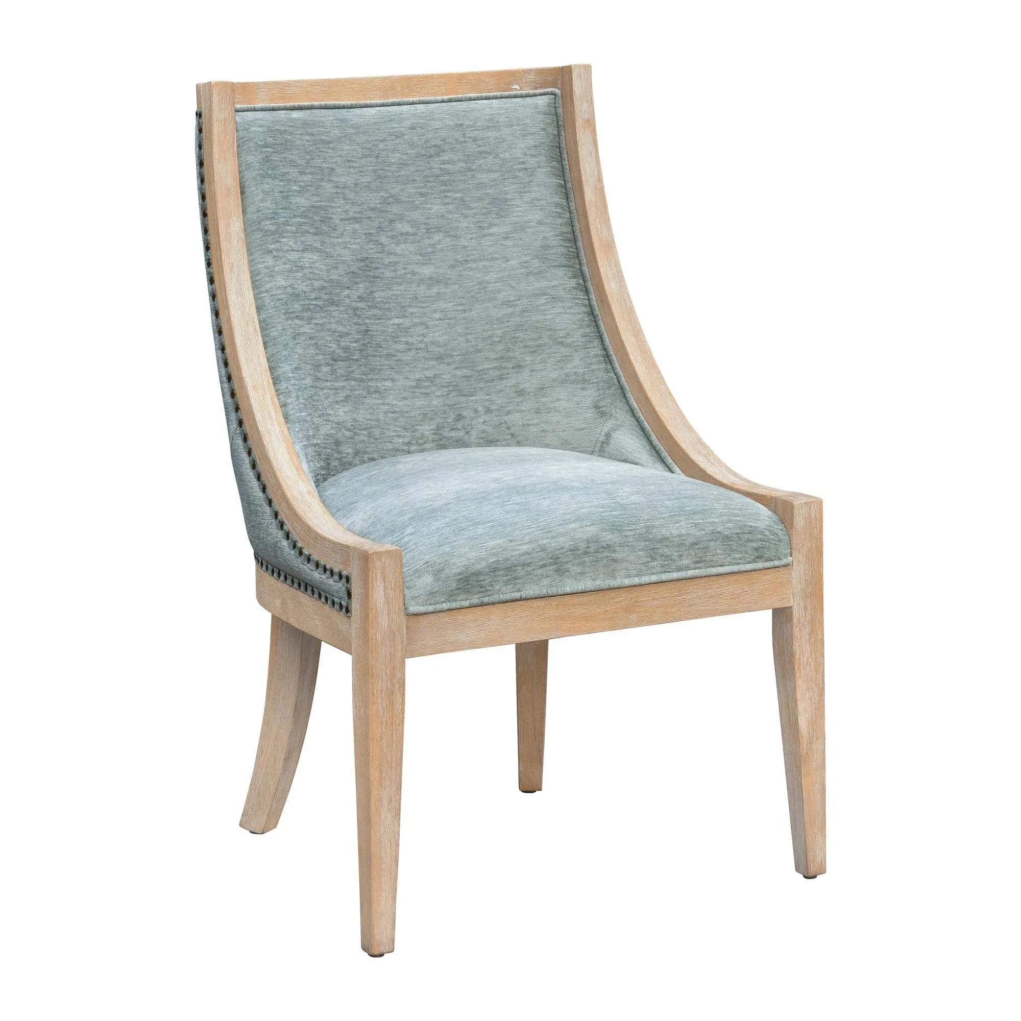 Martha Stewart - Elmcrest Upholstered Dining Chair with Nailhead Trim - Soft Green