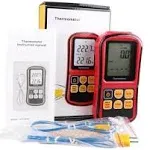 Gain Express Digital 2 Channels K-Type Thermometer 2 Thermocouples -501300Ac (-582372AF) Handheld High Temperature Kelvin Scale Dual Measurem