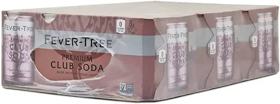 Fever Tree Club Soda Club Soda - Premium Quality Delicate with perfect carbonation - Refreshing Beverage for Cocktails & Mocktails. Naturally Sourced Ingredients, No Artificial Sweeteners or Colors - 5.07 Fl Oz (Pack of 24)(Packaging May Vary)