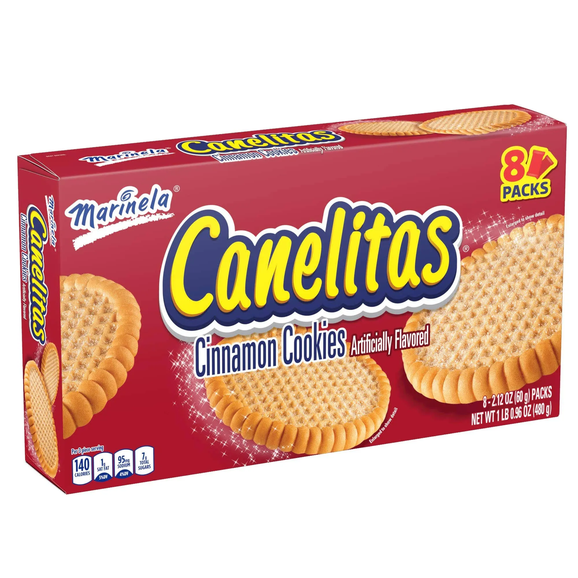 Marinela Canelitas Crispy Cinnamon Cookies, 8 packs per box, 16.96 Oz