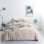 SUSYBAO Gingham Duvet Cover King 100% Washed Cotton Grid Duvet Cover Set 3 Pieces 1 Plaid Duvet Cover with Zipper Ties 2