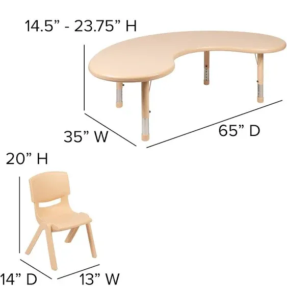 Flash Furniture Natural Half-round Kid's Play Table (Set Of 4 Chairs) Lowes.com